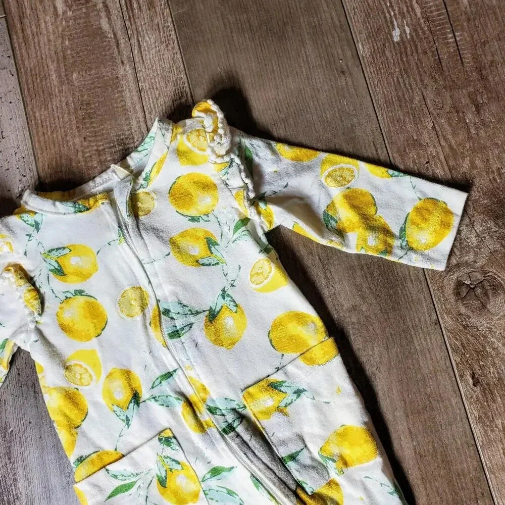 Jessica Simpson Baby Girl Lemon Footed Sleeper Pajamas Size 0/3M